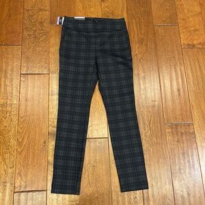 Dalia Plaid Dress Pants -  Pull On Legging Style, Black and Gray